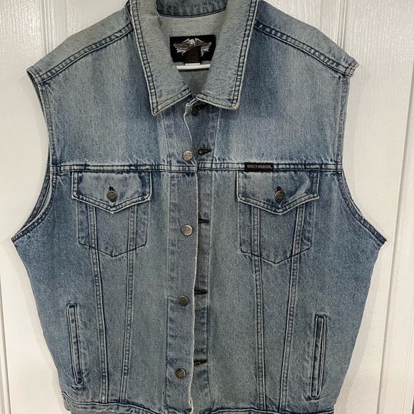 Harley Davidson vintage jean vest size X-Large - Picture 2 of 2